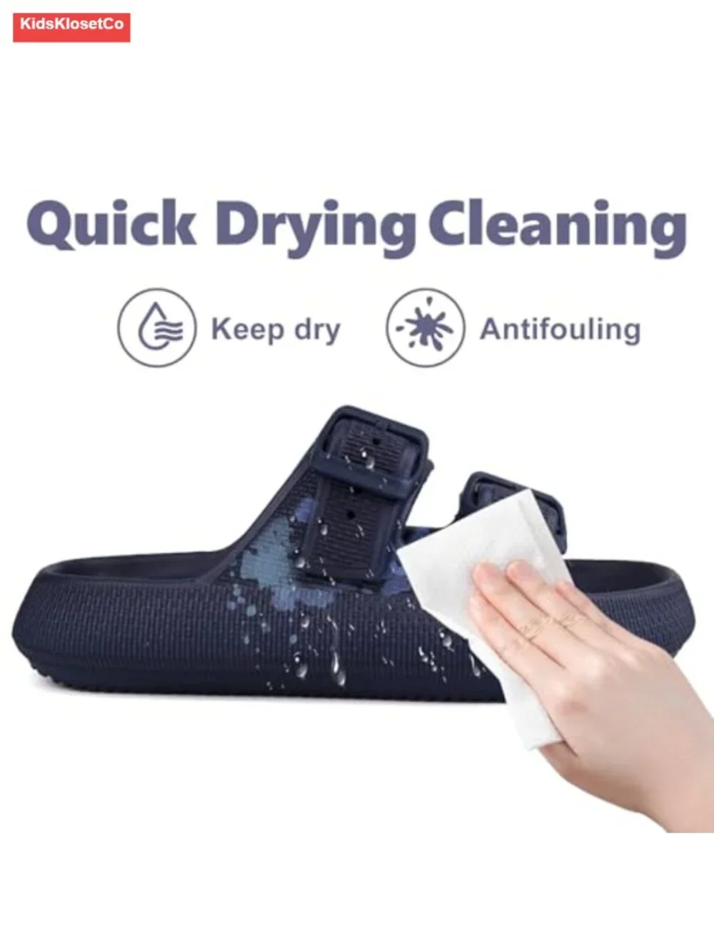 Kids Cloud Buckle Slides Slip On Sandals Adjustable EVA Slippers Beach Pool